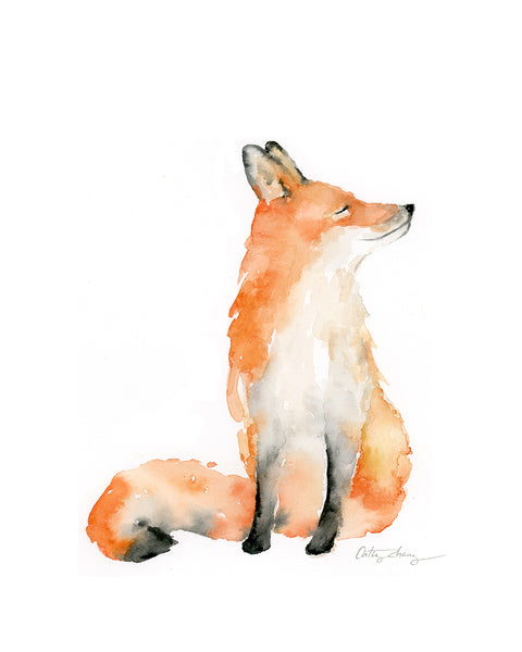 Red Fox Watercolor Art Print