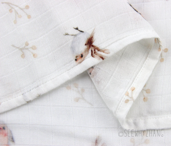 swaddle blanket - robins bird pattern