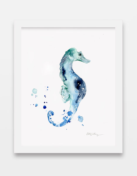 Sea Horse Watercolor Art Print | Under the Sea