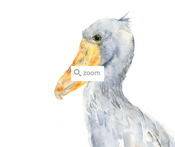 Shoebill Stork - Minimalist Watercolor Art Print