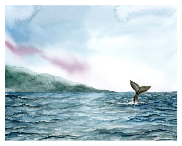Whale Watching - Limited Edition Watercolor Art Print