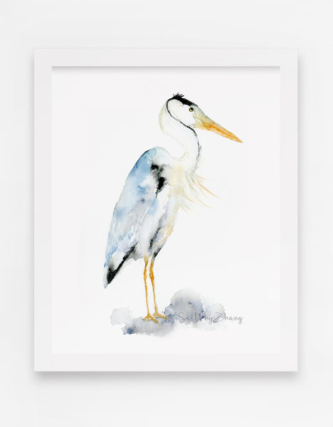 Blue Heron Watercolor Art Print