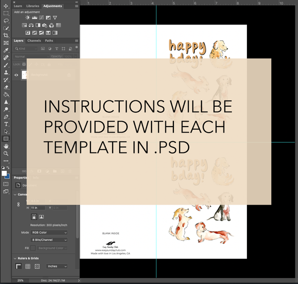 Photoshop Template for A2 Size Greeting Cards - Digital Download