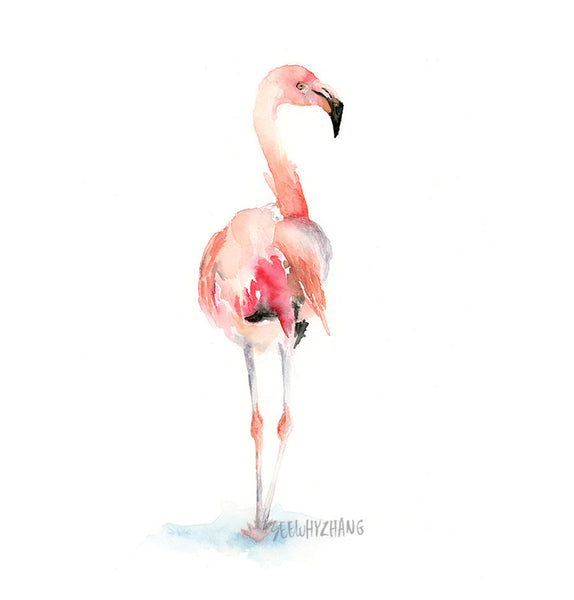 Flamingo "Almost Pink" - Watercolor Art Print