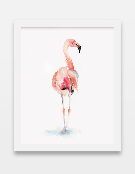 Flamingo "Almost Pink" - Watercolor Art Print
