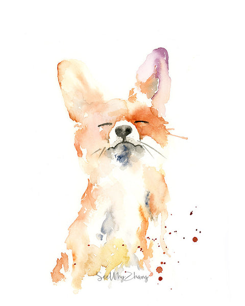 Proud Fox Watercolor Art Print