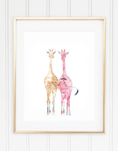 Giraffe Friends Art Print