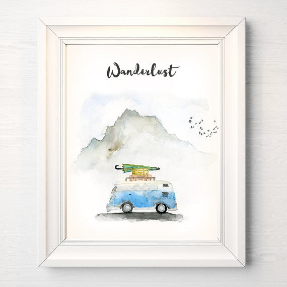 VW Bus Watercolor Art Print