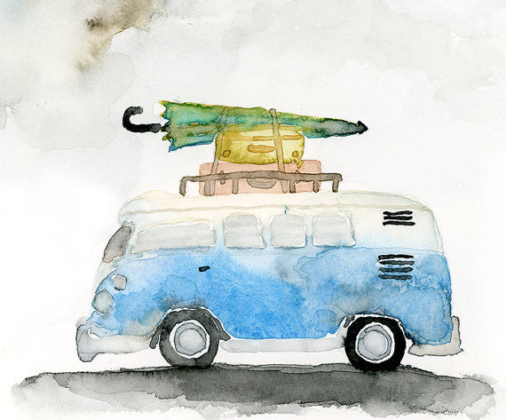 VW Bus Watercolor Art Print