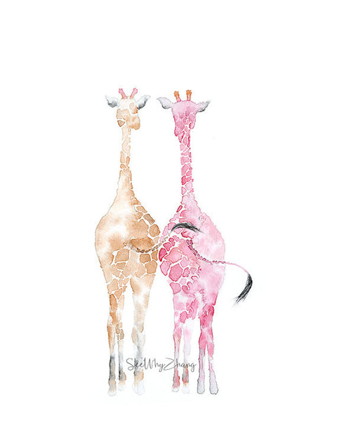 Giraffe Friends Art Print
