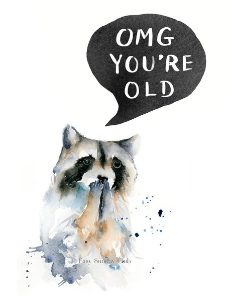 Raccoon Birthday - OMG You're Old! Card