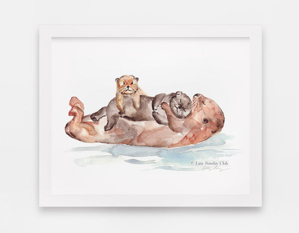 Sea Otters Watercolor Art Print | Under the Sea