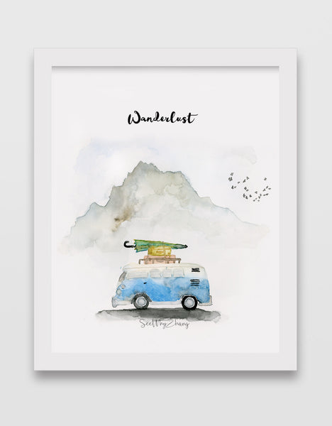 VW Bus Watercolor Art Print