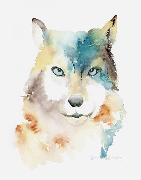Wild Wolf Watercolor Art Print