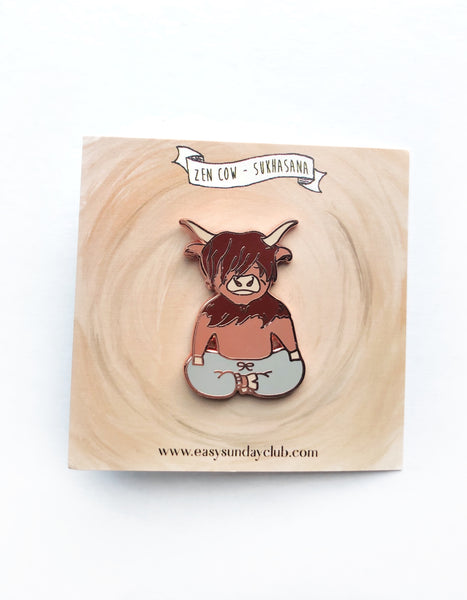 Meditating Zen Cow Enamel Pin